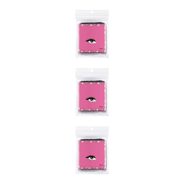 Decodeary Extension de Cils Micro Applicateur Brosse Double Tête Coton Microbrush Rose Noir 3ensemble