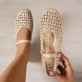thumbnail image 4 of Purcolt Eyelet Flats for Women Trendy Casual Hollow-out Square Toe Slip On Ballet Shoes Comfort Elegant Soft Sole Walking Dress Shoes with Buckle Strap, 4 of 9