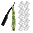 thumbnail image 1 of Vintage Stainless Steel & Acrylic Straight Razor with 4 Stylish Patterns - Multi-Functional for Shaving, Eyebrow Shaping & Facial Hair Removal - Includes 10 Replacement Blades, Green Color Option, 1 of 6