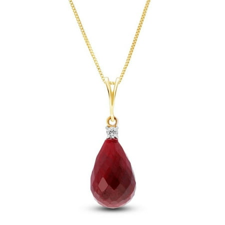 Galaxy Gold 14K Yellow Gold Natural Diamonds and Ruby Pendant Necklace - July Birthstone - Passion & Protection - 16" to 24" - Fine Jewelry for Women