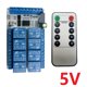 thumbnail image 2 of Relé infrarrojo multifunción de 8 canales 5V/12V, control remoto IR23F08-5V sin batería, carga máxima DC 110V/5A, AC 265V/6A, tamaño 99x62x20mm, peso 116g., 2 of 7