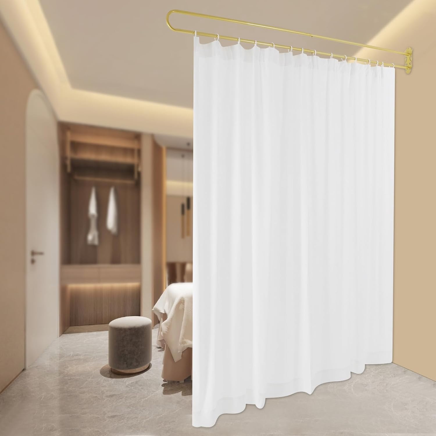 Privacy Partition Curtain, Wall Mounted Curtain, Curtain Room Divider for offices, conference rooms, beauty salons, patio glass doors, bedrooms, living rooms, bars