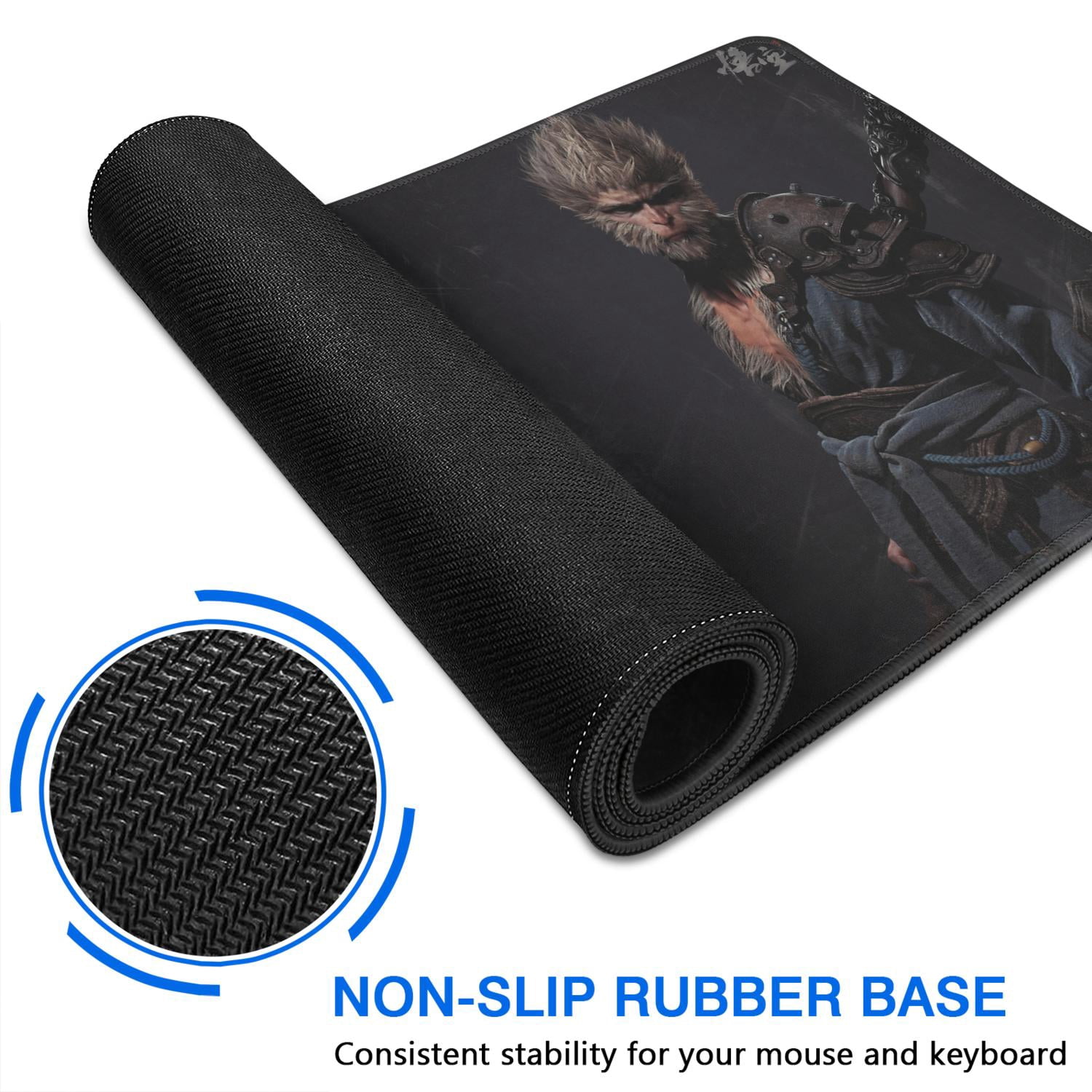 WUKONG Gaming Mouse Pad Non Slip Cool Rubber Mousepads for Table Desk Black Goku ) Mousepad Gaming for Computer Wireless Mouse Decoration (31.5x15.7in)