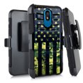 thumbnail image 1 of DALUX Hybrid Kickstand Holster Phone Case Compatible with Escape Plus / Journey / K30 (2019) / Arena 2 / Tribute Royal - Green Camo Half US Flag, 1 of 2
