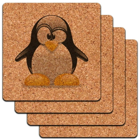 

Penguin Snow Bird Low Profile Cork Coaster Set