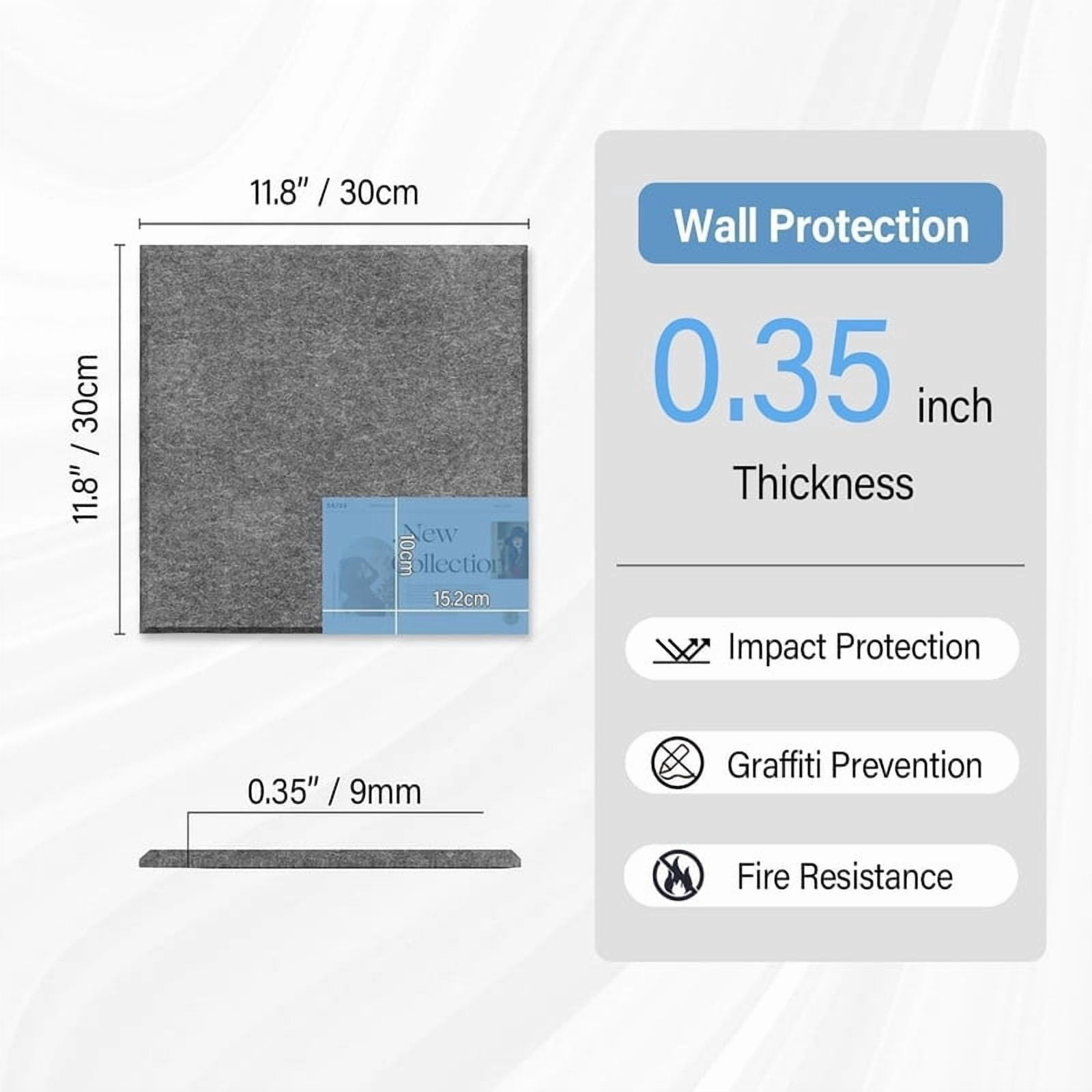 Easy4Home Large Cork Board for Wall 48"x36" Self Adhesive Bulletin Pin Board, 12 Pack Felt Wall Tiles, Gray