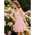 thumbnail image 4 of Aideaone Girls Sleeveless Square Neck Dress Ruched Waist A Line Church Party Style for Tweens Teens 7-16, 4 of 7