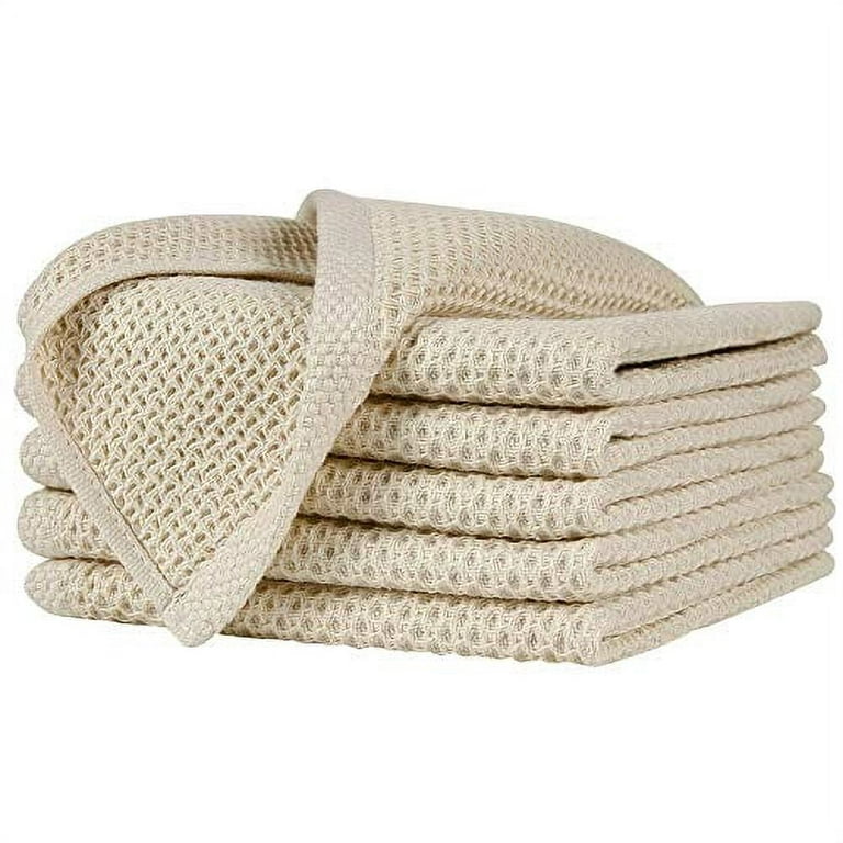 Homaxy 100% Cotton Waffle Weave Kitchen Dish Cloths, Ultra Soft Absorbent  Quick Drying Dish Towels, 12x12 Inches, 6-Pack, Beige