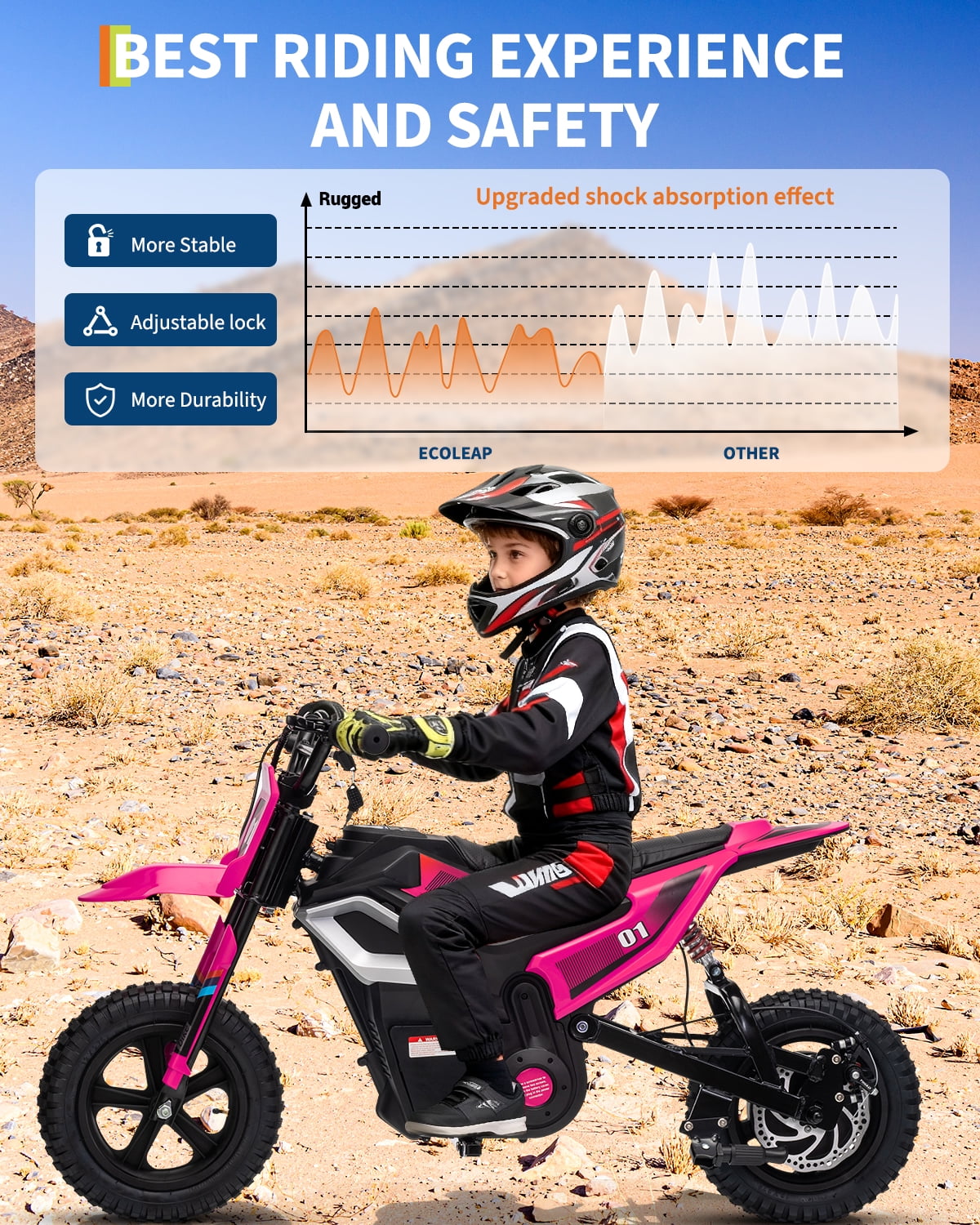 24V Kids Electric Dirt Bike - 350w Kids Motorcycle, 13.67 Mph Max Speed Electric Bike for Kid, Rear Wheel Suspension, 12 Miles Range, Twist Grip Throttle, Rubber Tire