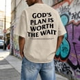 thumbnail image 5 of Christian Graphic Shirts for Men God's Plan Is Worth The Wait Oversized Acid Wash Tshirt Faith Back Print Religious T-shirts Casual Tops for Streetwear Summer Vacation, 5 of 6