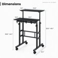 thumbnail image 2 of Yardi Yard Height Adjustable Mobile Standing Desk with Rolling Wheels for Office and Home-Black, Office Furniture, Laptop Stand for Home and Office, 2 of 8