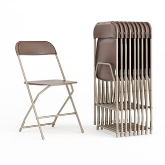 Emma + Oliver 10-Pack Beige Stackable Folding Plastic Chairs