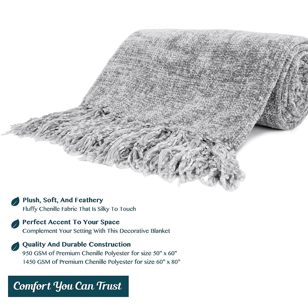 PAVILIA Buffalo Plaid Chenille Throw Blanket | Velvety Texture ...