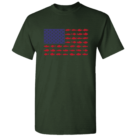 Men's American Flag Fishing T-Shirt - Novelty Fishing Shirt Fishing T-Shirt  Extra 