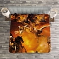 thumbnail image 3 of Ambesonne Marigol Black Quilted Bedspread Set 3 Pcs, Knight on Horse, Queen Size, Black and Marigold, 3 of 3