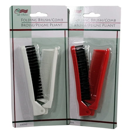 2  Folding Hair Compact Travel Brush Comb Pocket Size Car Purse Bag Men