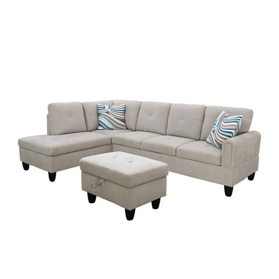 Star Home Living 3PC Left-Facing Sectional Sofa with Ottoman