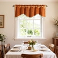 thumbnail image 2 of VOGOL Orange Velvet Scalloped Window Valance with Beaded Trim, Warm Curved Decorative Curtain Topper for Living Room Bedroom, 2 of 7