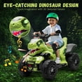thumbnail image 6 of Track Seven 12V Electric Ride-On ATV, Dinosaur Four Wheeler Electric Car with Bluetooth, LED Lights, Music, Electric Quad Ride-On Toy Car for Toddlers Boys Girls Age 2+, Green, 6 of 8