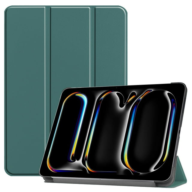 PANDACO Forest Green Leather Folio Case with Smart Cover for iPad Pro 11-inch (2024)