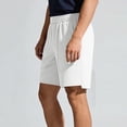 thumbnail image 5 of Men's Casual Shorts Solid Breathable Elastic Waist Side Pockets Soft Lightweight Fabric Relaxed Fit Summer Fashion Shorts White L, 5 of 6