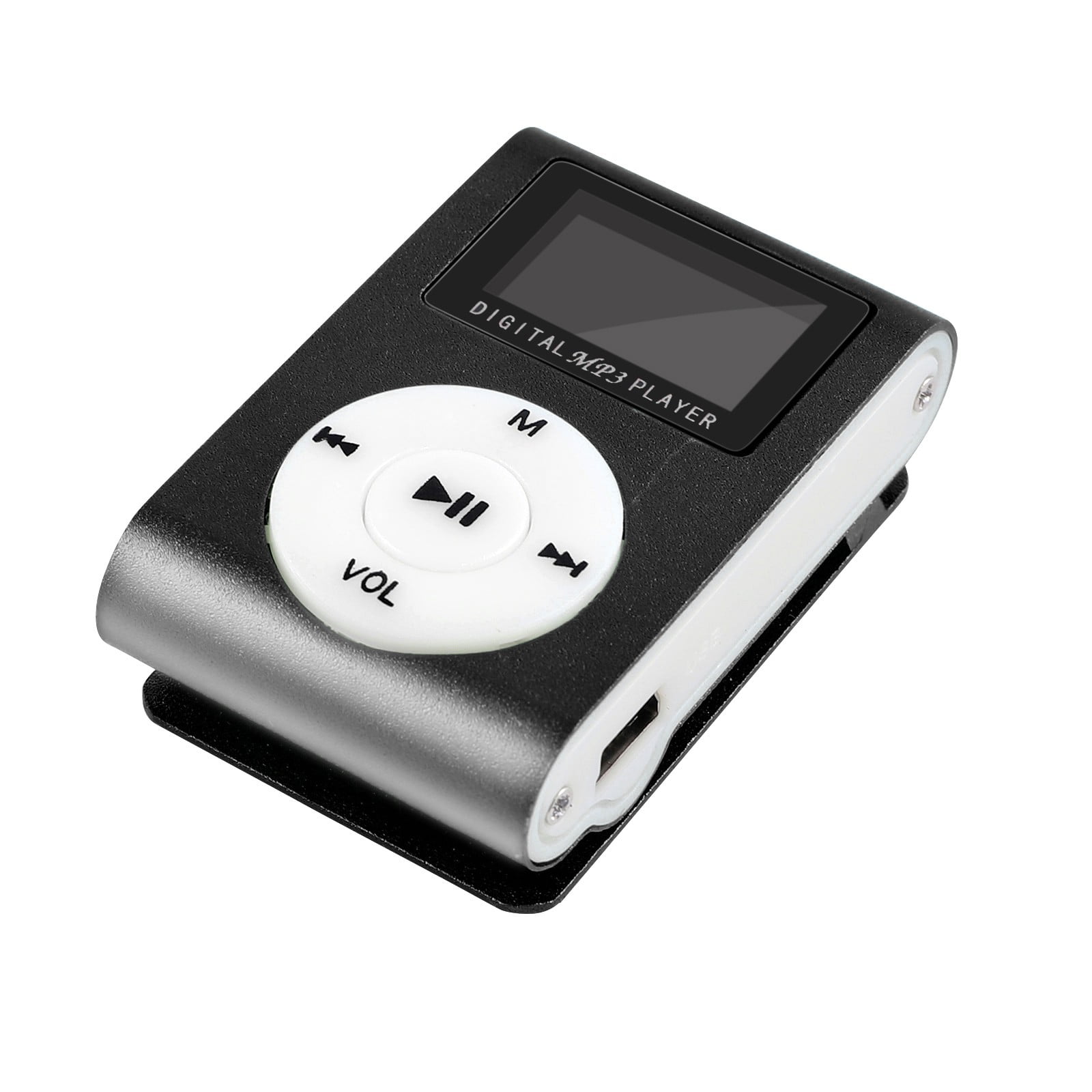MP3 Music Player Mini Metal Clip Support 32GB Micro SD TF Card Earphone Black