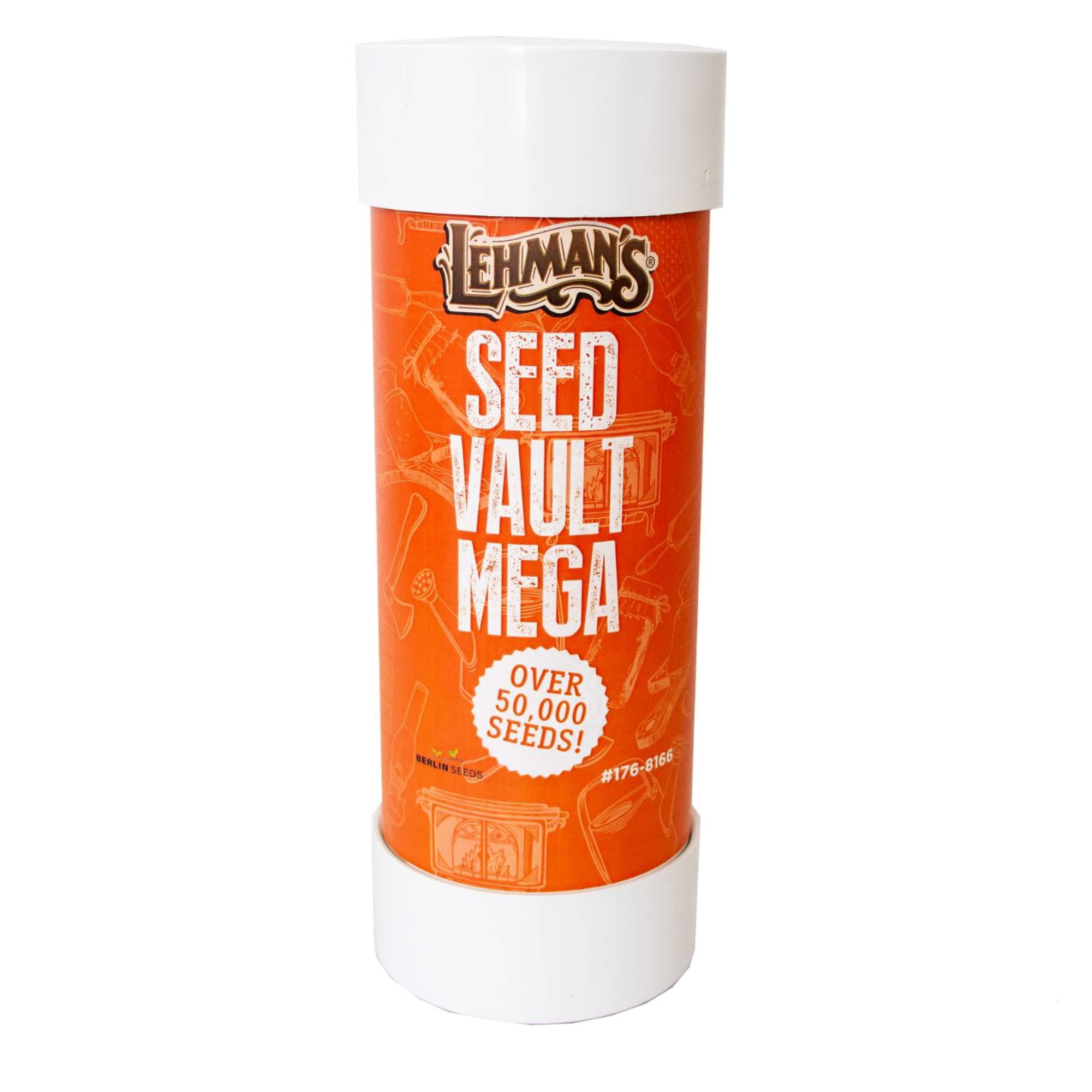 Lehman's Heirloom Garden Seed Vault Kit, Mega with PVC Case and Guide, 70+ Varieties of Vegetable Herb and Fruit Seeds, 50K+ Seeds