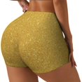 thumbnail image 2 of Qekee Gold Shiny Women Workout Shorts, Sports shorts, Scrunch Butt Lifting Gym Shorts, Breathable Soft - X-Large, 2 of 9