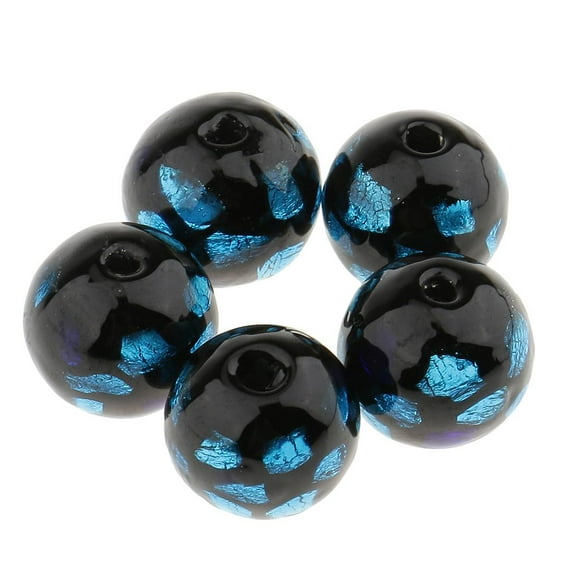 Perles de Verre Glaçure Colorée de 5 Pièces pour la Fabrication de Bijoux 12mm Bleu Foncé