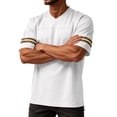 thumbnail image 4 of Domuza Plain Men's Football Jerseys V-Neck Fitness T-Shirts Workout Outfits Casual Party Tops Orange L, 4 of 5
