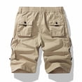 thumbnail image 4 of Ceisia Men Multi Pocket Zip Detail Drawstring Waist Casual Cotton Cargo Shorts Khaki XXL Gift, 4 of 9