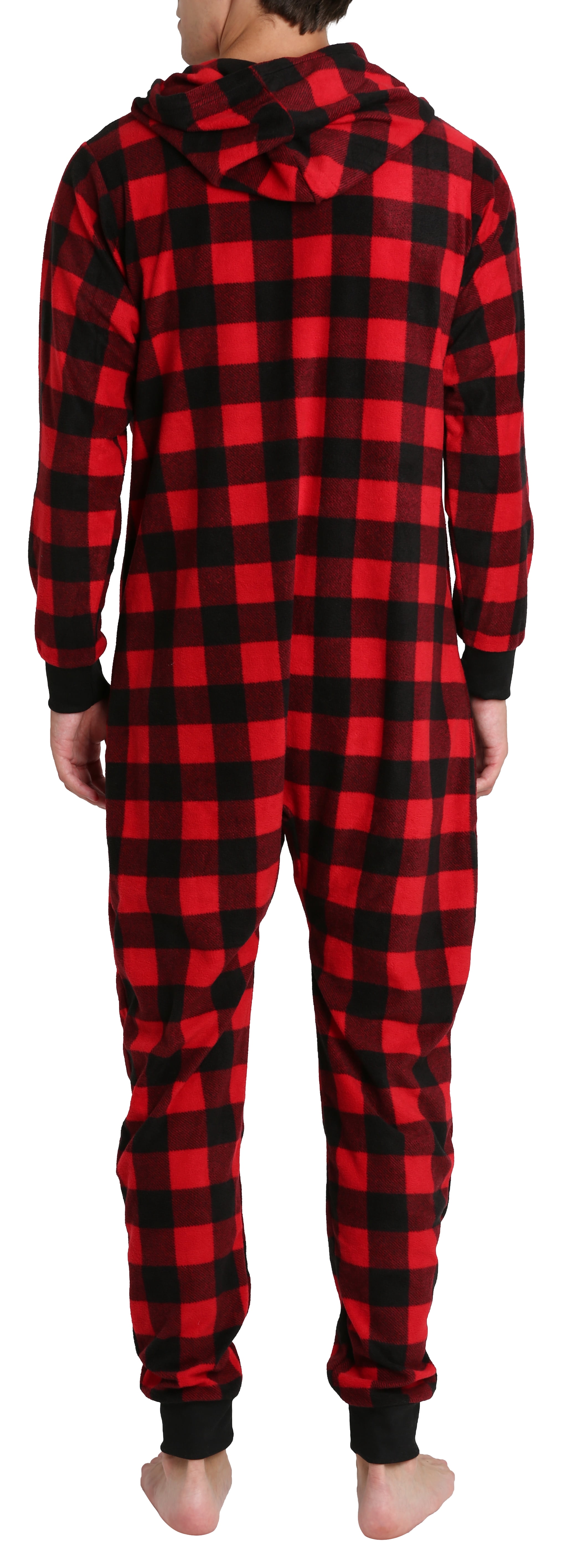 SLEEPHERO Adult Onesie Men Cozy Christmas Holiday Mens Onsie Pajamas Adult Pajamas For Men Flannel Adult Mens PJs Classic Buffalo Check Large