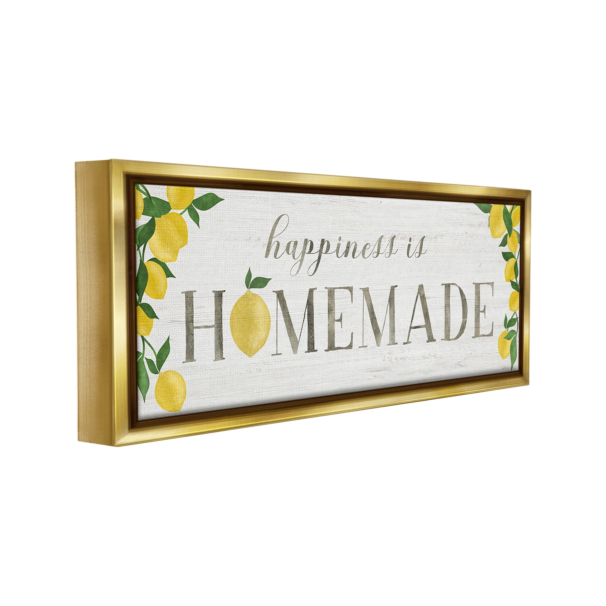 Stupell Industries Happiness Is Homemade Food & Beverage Painting Gold Floater Framed Canvas Art Print Wall Art, 25 x 11