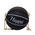thumbnail image 2 of Basketball Shaped Bag with Removable Chain Novelty Satchel for Work Shopping Black, 2 of 9