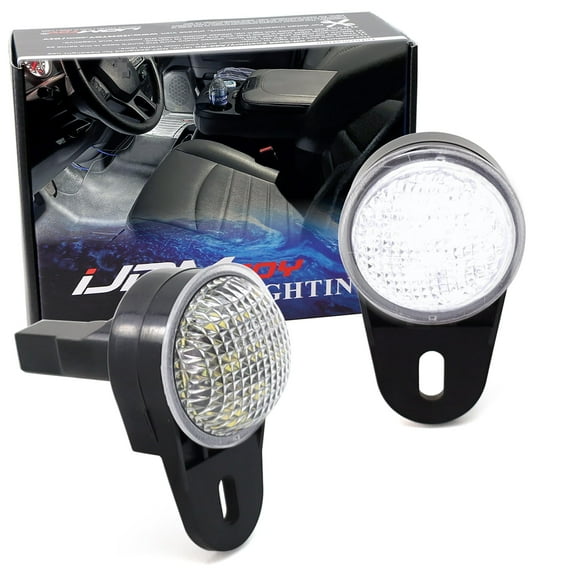 Round Shape Xenon White Full LED Footwell Under Dash Courtesy Light Assemblies For RAM 1500 2500 3500 Classic Dodge Durango, with Jeep Grand Cherokee Wrangler Commander Liberty