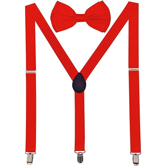 RED ADULT Size Bow Tie and Suspenders Combo Boxed Gift Set USA Seller Party Wedding Prom