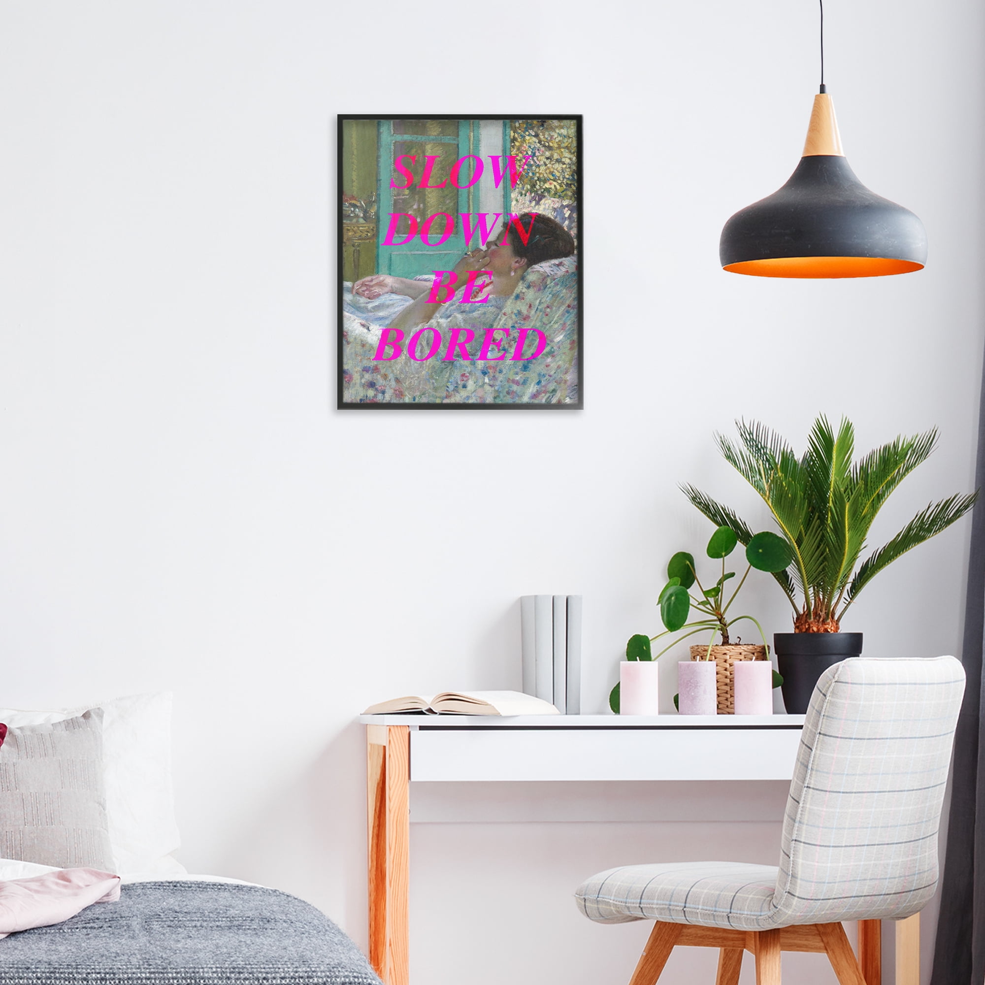 Slow Down Be Bored Classic Black Framed Giclee Art, design by Lil' Rue