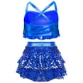 thumbnail image 2 of LiiYii Girls Sequins Dance Outfit Set 2 Piece Sparkly Crop Top with Skirt Jazz Latin Ballroom Dancewear Blue 14, 2 of 7