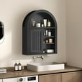 thumbnail image 3 of Arched Bathroom Wall Cabinet, 20.3 x 30.5'' Over The Toilet Cabinet with Grille Door, Adjustable Shelf, Wall Mounted Cabinets for Bathroom Laundry Room Kitchen (Black,Sliding Door, 30IN), 3 of 18