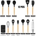 thumbnail image 2 of Utensilios de Cocina de Silicona, 12 Piezas Resistente al Calor con Mango de Madera, Juego de Utensilios de Cocina con Balde de Almacenamiento, 2 of 4