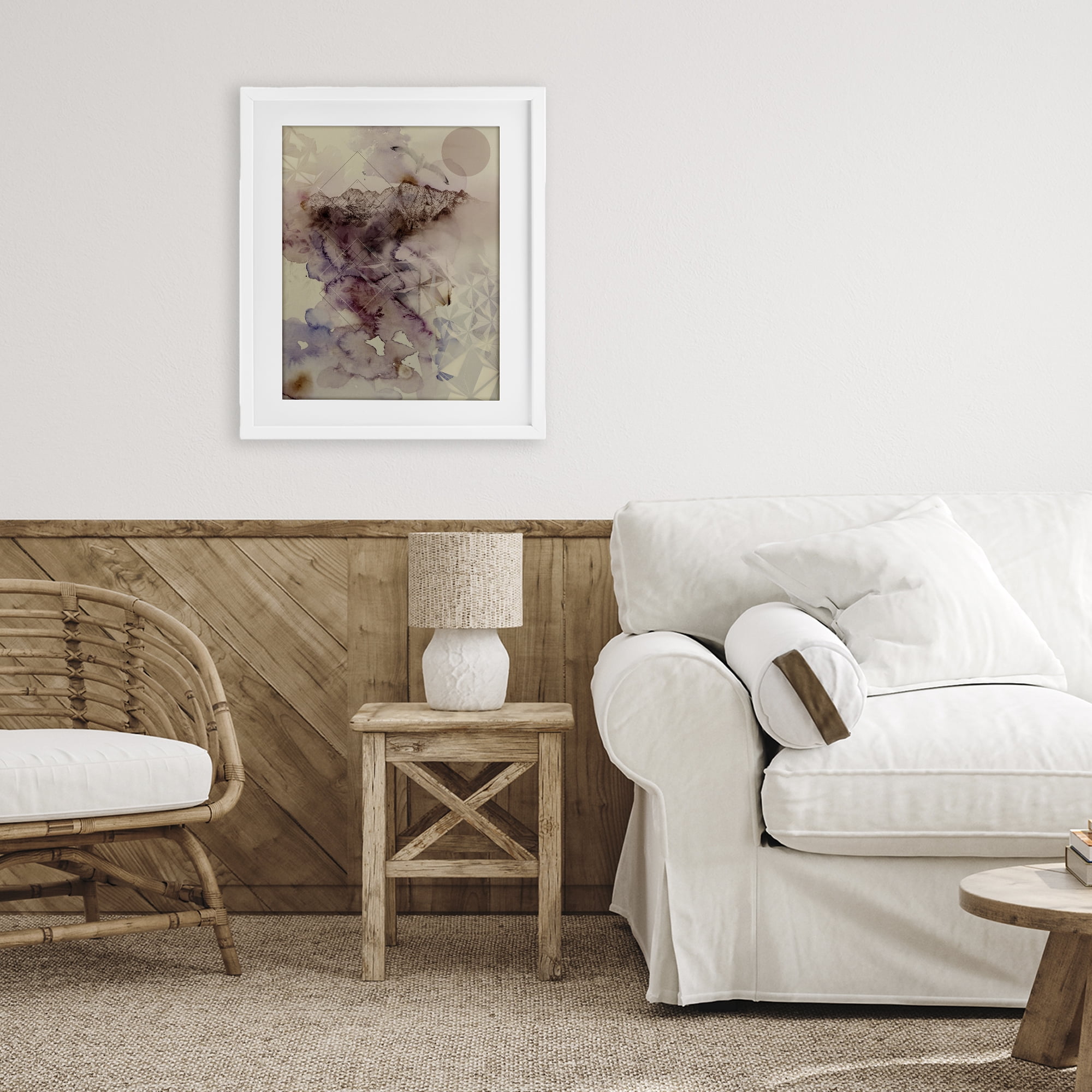 Stupell Industries Dust Abstract with Geometrics White Framed Print Under Glass, design by Gemma Bardot
