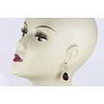 thumbnail image 5 of 14k Yellow Gold Simulated Ruby Earrings Deep Red Faceted Teardrops Simple Casual Pear Drops 1.4" Designed for Adult Women, 5 of 5
