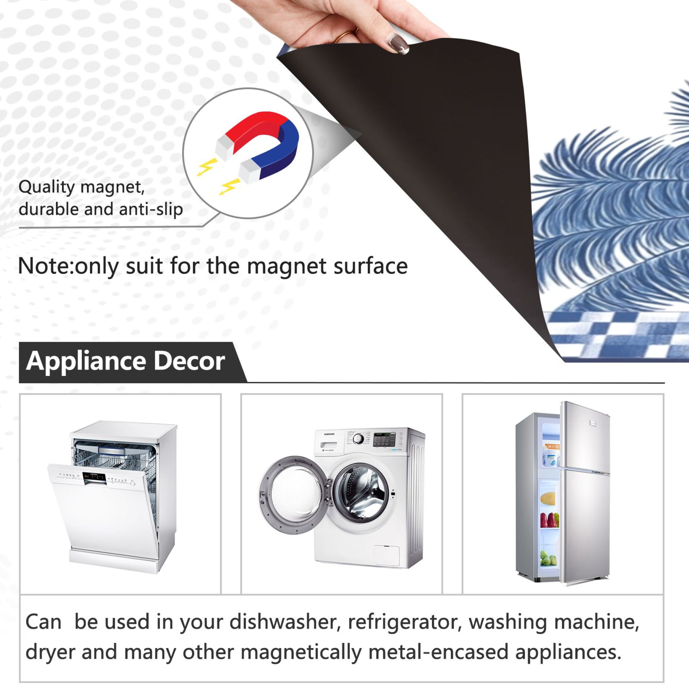 Dishwasher Magnetic Sticker 23x26 Inch Refrigerator Magnetic Sticker Washing Machine Magnetic Sticker Kitchen Panel Magnetic Sticker Home Decor Beautiful Blue Coconut Tree