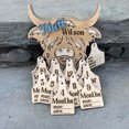 thumbnail image 1 of Tarjeta de crecimiento de bebé Highland Cow, regalos de anuncio de nacimiento Reversible de madera para recién nacidos, 1 of 3