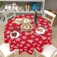 thumbnail image 6 of Red Christmas Tablecloth Round 60 Inch Merry Christmas Snowflakes Decoration Table Cloth Washable Farmhouse Fabric Winter Table Cover for Dining Kitchen Holiday Party Picnic Indoor Outdoor Home Decor, 6 of 6