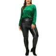 thumbnail image 2 of MODA NOVA Juniors Plus SIze Crew Neck Long Sleeves Fashion Velvet Top, 2 of 6