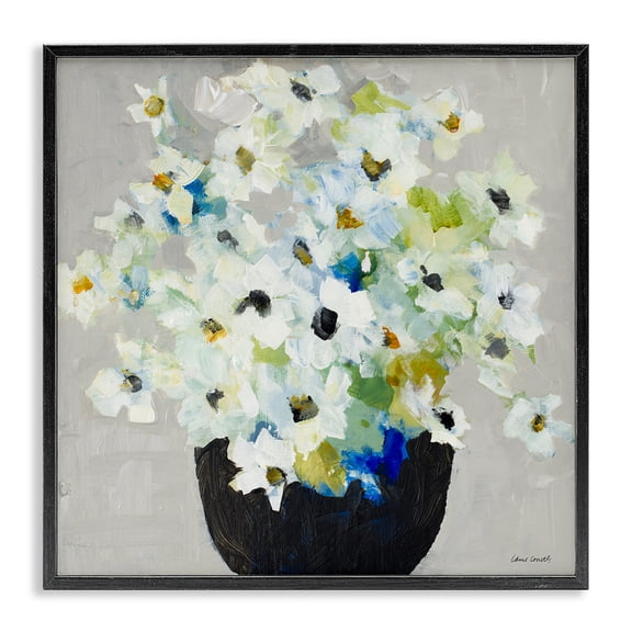 Stupell Industries Modern Expressive White Flower Bouquet Abstract Bloom Black Framed Giclee Art, 12 x 12, by Lanie Loreth