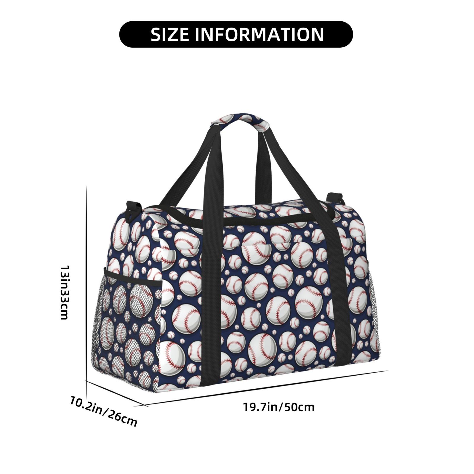 Fuzoiu Cute Basebal Print Travel Duffle Bag,Carry On Tote Bags,Duffel Bag,Sport Gym Bag, Hospital Bag for Labor and Delivery, Overnight Bag,Luggage Bag