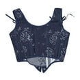 thumbnail image 6 of qolati Renaissance Corset Tops for Women Vintage Lace Up Overbust Floral Bustier Bodice Medieval Gothic Boned Bodyshaper Blue M, 6 of 9