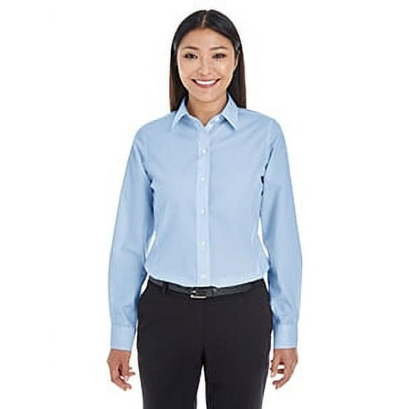 Devon & Jones Crown Collection Striped Shirt (DG534W) French Blue/White, 2XL